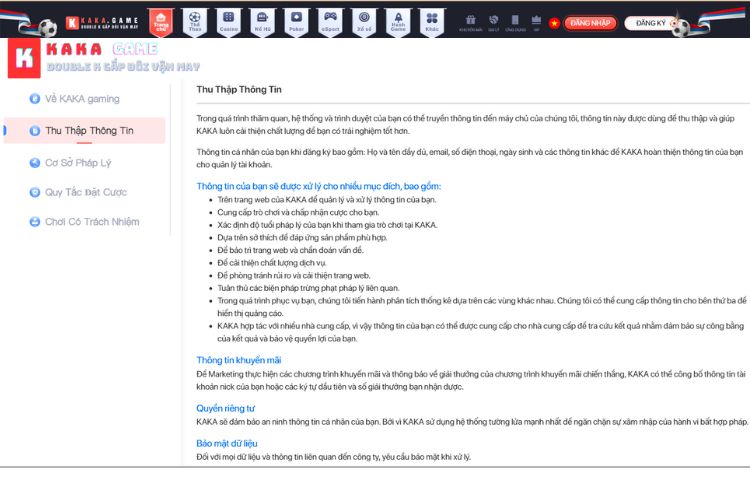 Chính sách bảo mật Kaka game